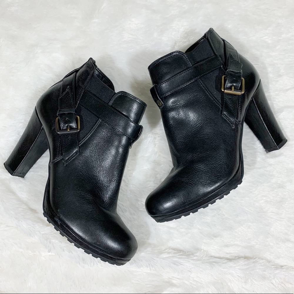 Dune London Lug Sole Leather Belted Ankle Booties - Picture 2 of 8